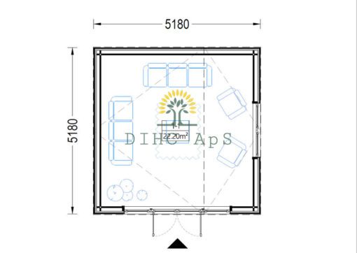 Haveskur i træ TONIA (34mm + træpaneler), 5mx5m, 25 m²