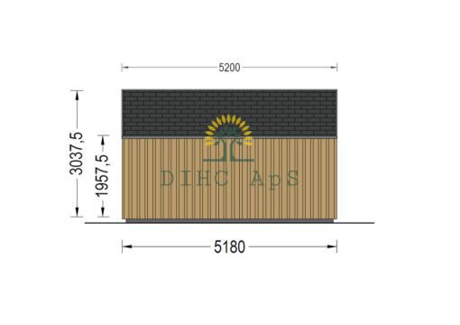 Haveskur i træ TONIA (34mm + træpaneler), 5mx5m, 25 m²