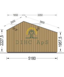 Haveskur i træ TONIA (34mm + træpaneler), 5mx5m, 25 m²