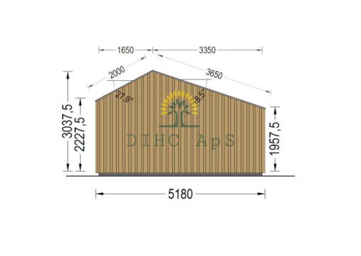 Haveskur i træ TONIA (34mm + træpaneler), 5mx5m, 25 m²