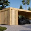 Dobbelt carport med skur LUNA DUO F PLUS, 7.6 x 5.6 m