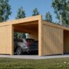 Dobbelt carport med skur LUNA DUO F PLUS, 7.6 x 5.6 m