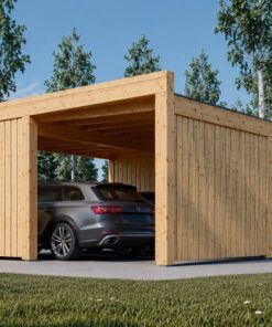 Dobbelt carport med skur LUNA DUO F PLUS, 7.6 x 5.6 m