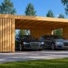 Dobbelt carport med skur LUNA DUO F PLUS, 7.6 x 5.6 m