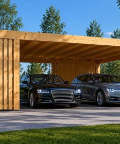 Dobbelt carport med skur LUNA DUO F PLUS, 7.6 x 5.6 m