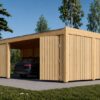 Dobbelt carport med skur LUNA DUO F PLUS, 7.6 x 5.6 m