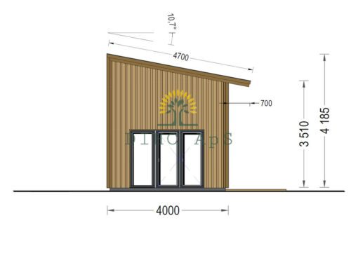 Træhus SOPHIA 20 m² (44 mm + træbeklædning)