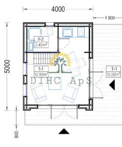 Træhus SOPHIA 20 m² (44 mm + træbeklædning)