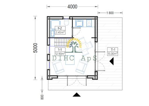 Træhus SOPHIA 20 m² (44 mm + træbeklædning)