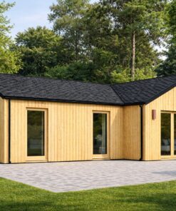 Træhus VALERI (44 mm + Træbeklædning), 80 m²