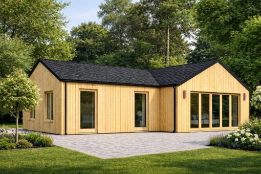 Træhus VALERI (44 mm + Træbeklædning), 80 m²