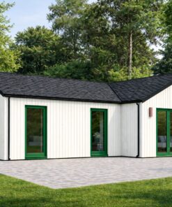 Træhus VALERI (44 mm + Træbeklædning), 80 m²