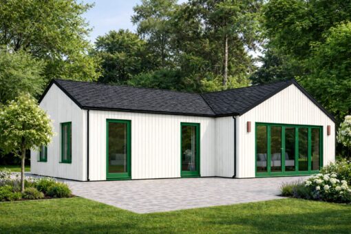 Træhus VALERI (44 mm + Træbeklædning), 80 m²