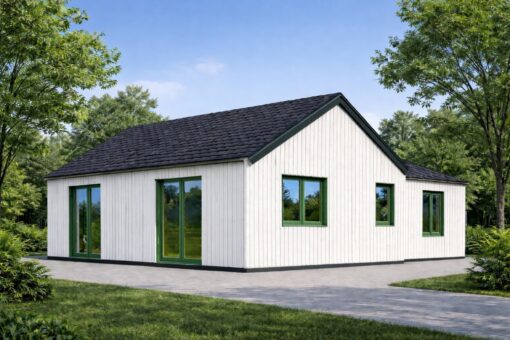 Træhus VALERI (44 mm + Træbeklædning), 80 m²