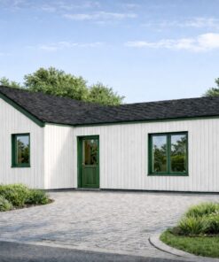 Træhus VALERI (44 mm + Træbeklædning), 80 m²