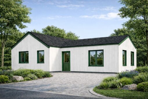 Træhus VALERI (44 mm + Træbeklædning), 80 m²