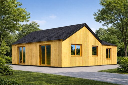 Træhus VALERI (44 mm + Træbeklædning), 80 m²