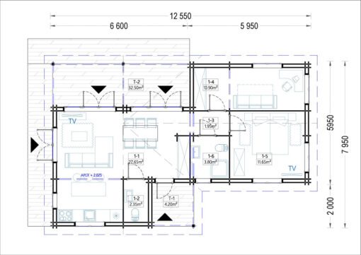 Feriehus ADELE (44 + 44mm), 68 m²