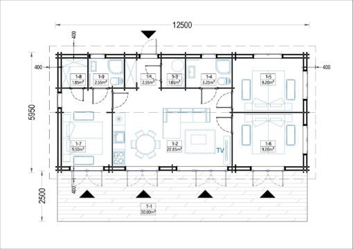 Feriehus AGNES 75m², 44 +44 mm