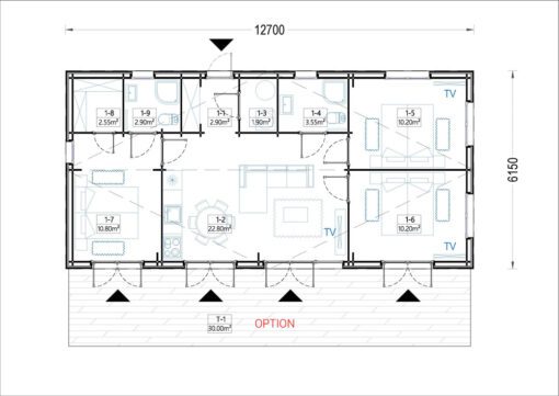 Sommerhus NICOLE 68 m² (44 mm + træbeklædning)