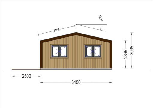 Sommerhus NICOLE 68 m² (44 mm + træbeklædning)