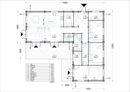 Sommerhus PAULA (44+44mm), 129 m²