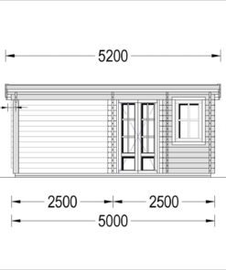 Haveskur med terrasse KATERINA (28 mm), 5×3 m, 7.5 m² + 7.5 m²