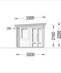 Haveskur med terrasse KATERINA (28 mm), 5×3 m, 7.5 m² + 7.5 m²