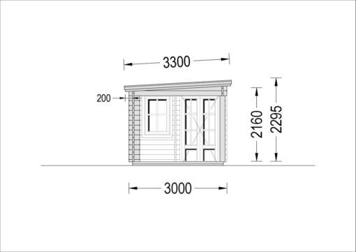 Haveskur med terrasse KATERINA (28 mm), 5×3 m, 7.5 m² + 7.5 m²