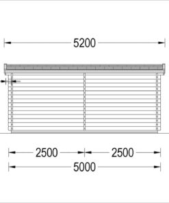 Haveskur med terrasse KATERINA (28 mm), 5×3 m, 7.5 m² + 7.5 m²