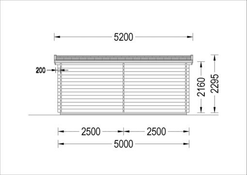 Haveskur med terrasse KATERINA (28 mm), 5×3 m, 7.5 m² + 7.5 m²