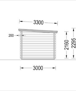 Haveskur med terrasse KATERINA (28 mm), 5×3 m, 7.5 m² + 7.5 m²