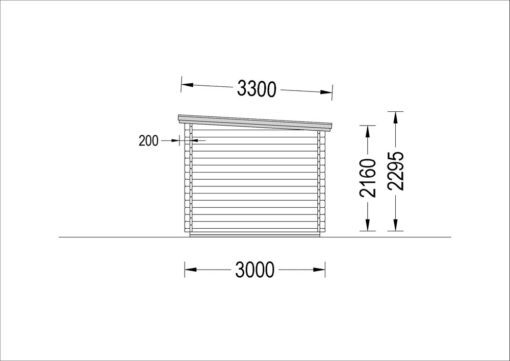 Haveskur med terrasse KATERINA (28 mm), 5×3 m, 7.5 m² + 7.5 m²