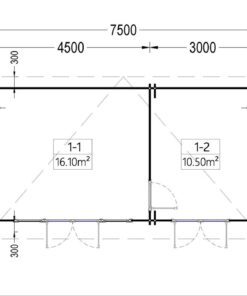 Havehytte MAJA (44 mm), 7.5×4 m, 30 m²