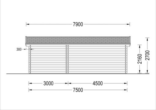 Havehytte MAJA (44 mm), 7.5×4 m, 30 m²