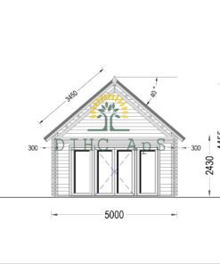 Bjælkehytte med hems AGATA 39 m² (44 mm + træbeklædning)