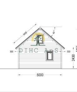 Bjælkehytte med hems AGATA 39 m² (44 mm + træbeklædning)