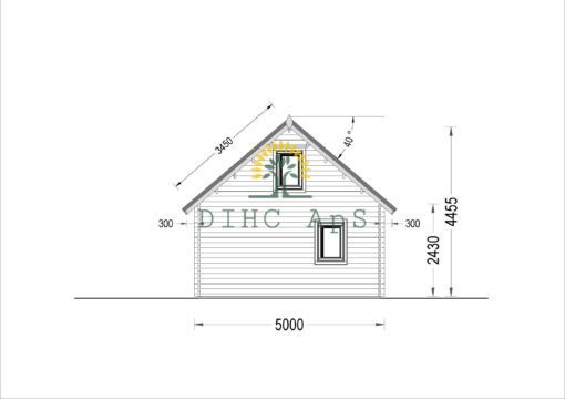 Bjælkehytte med hems AGATA 39 m² (44 mm + træbeklædning)