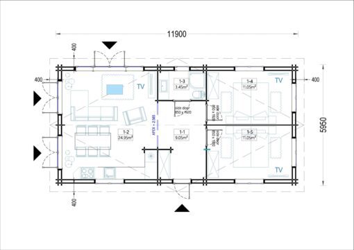 Feriehus ANICA (44 + 44mm) 71m²