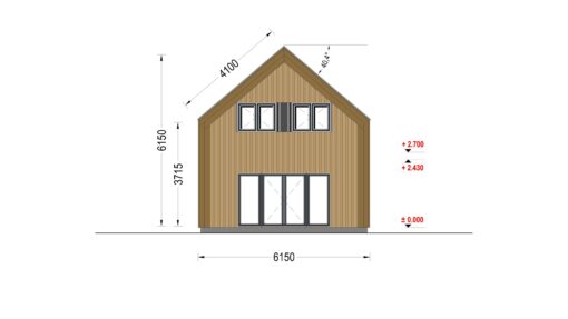 Sommerhus med hems ASTRID 120 m² (44 mm + træbeklædning)