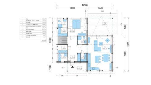 2 etagers sommerhus DARLA (44+44 mm), 180 m²