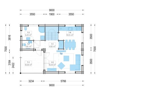 Sommerhus DORIS (44+44 mm), 80 m²
