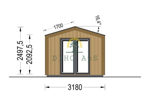 Haveskur EMMY 15 m² (34 mm + træbeklædning)