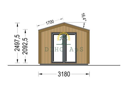 Haveskur EMMY 15 m² (34 mm + træbeklædning)