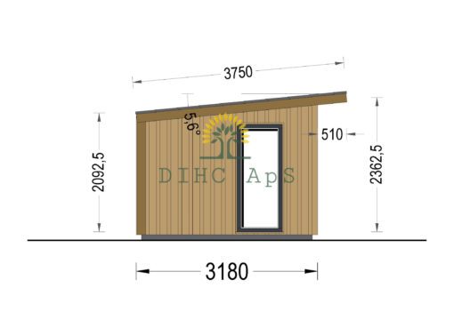 Haveskur EVELIN 12 m² (34 mm + træbeklædning)