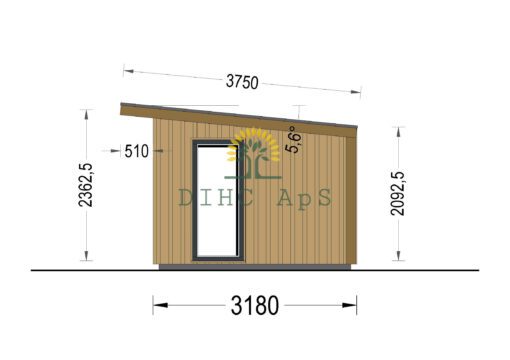 Haveskur EVELIN 12 m² (34 mm + træbeklædning)