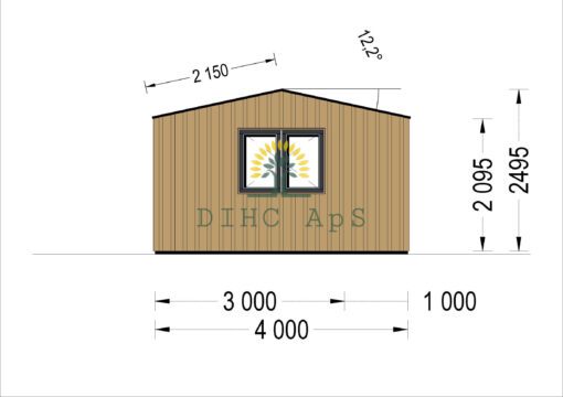 Haveskur TINA 12 m² (34 mm + træbeklædning)