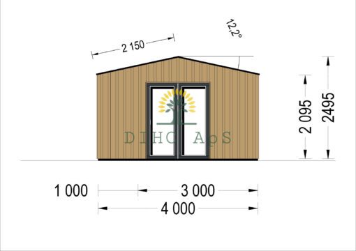 Haveskur TINA 12 m² (34 mm + træbeklædning)