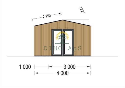 Havehuse TINA 16.5 m², 5.5×4 m, (34 mm + træbeklædning) 
