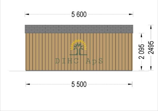 Havehuse TINA 22 m², 5.5×5 m, (34 mm + træbeklædning)